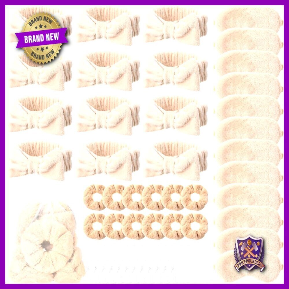 Spa Party Favor Set 48 Pieces Headbands Eye Masks Scrunchies Organza Bags